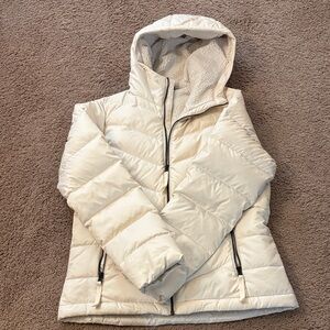 Women's Cream North Face Puffer Jacket